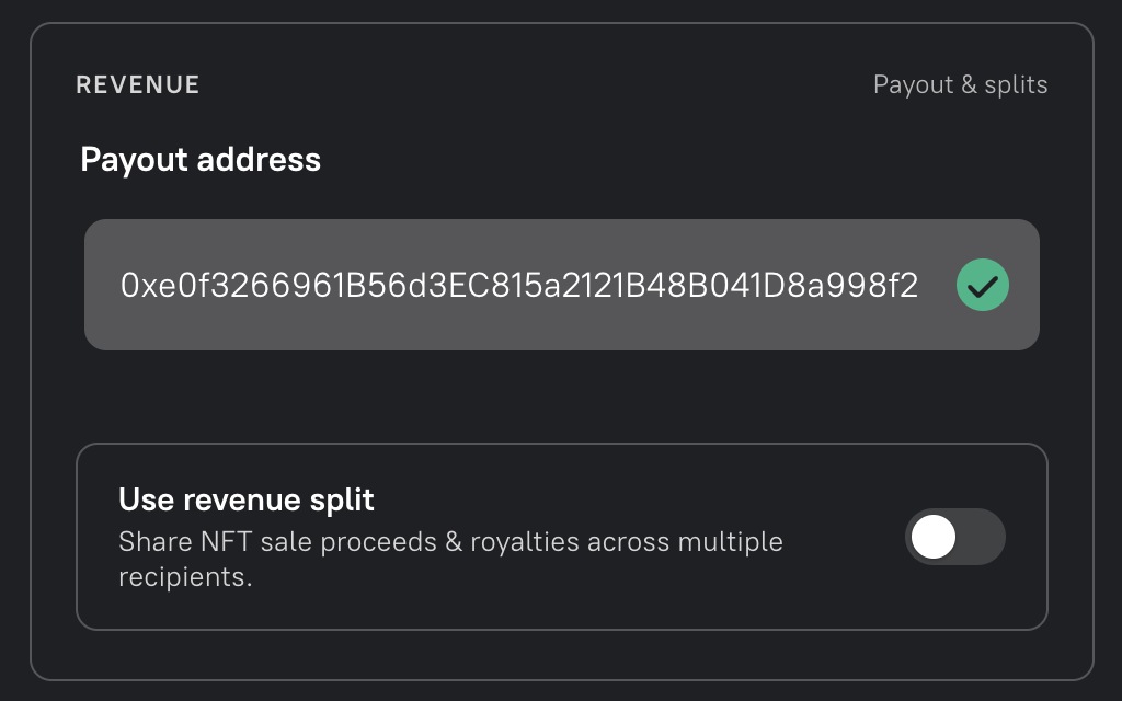 Droposal revenue split toggle