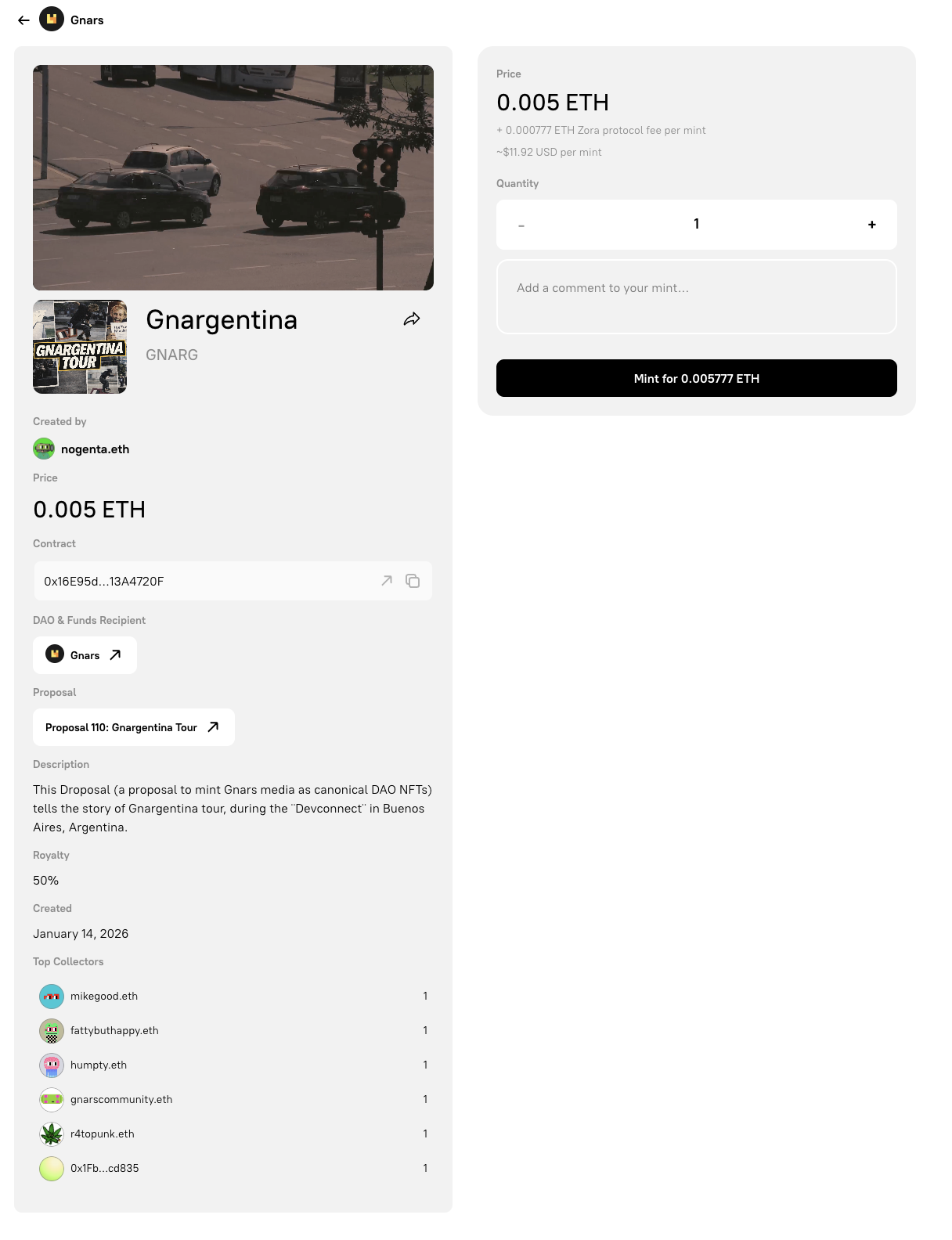 Public Droposal Mint Page