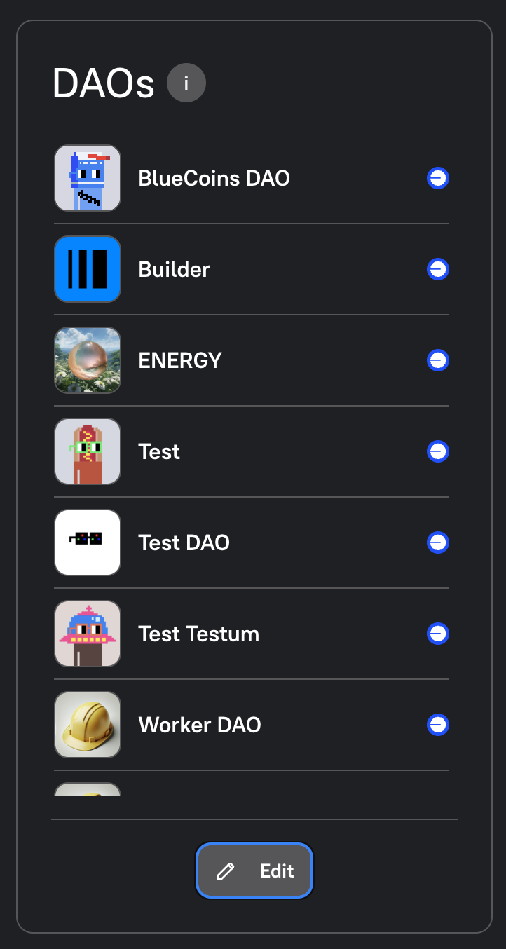 Profile DAOs section before editing