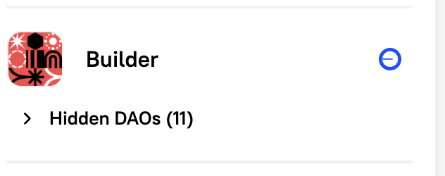 DAOs section on the profile page showing hidden DAOs