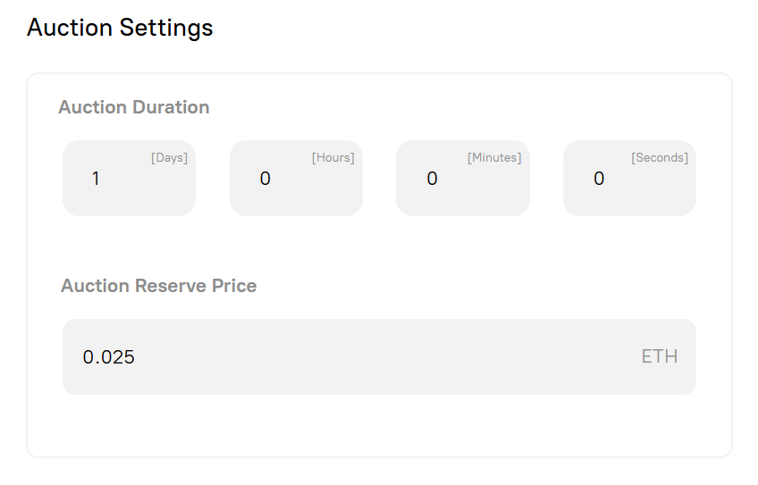 Auction Settings
